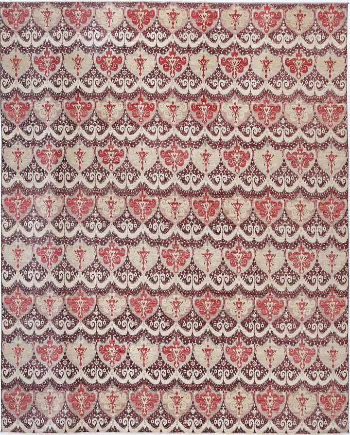Hand Knotted Ikat Wool Rug 11' 9" x 14' 8" - No. AT11322