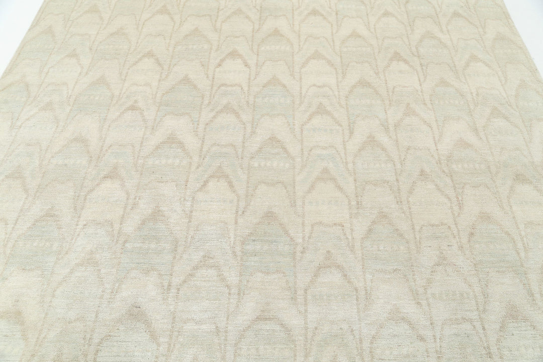Hand Knotted Ikat Wool Rug 7' 9" x 9' 4" - No. AT22546