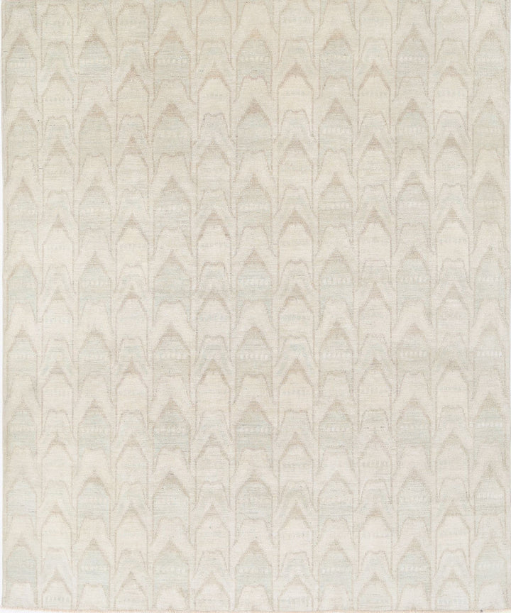 Hand Knotted Ikat Wool Rug 7' 9" x 9' 4" - No. AT22546