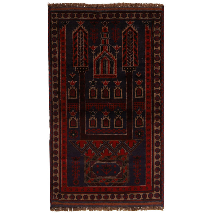 Afghan Prayer Rug 3' x 5'" Hand-Knotted