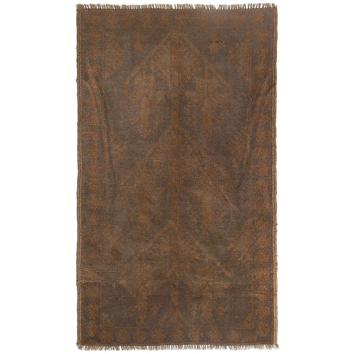 Brown Afghan Baluchi Rug 2'7" x 5' Hand-Knotted