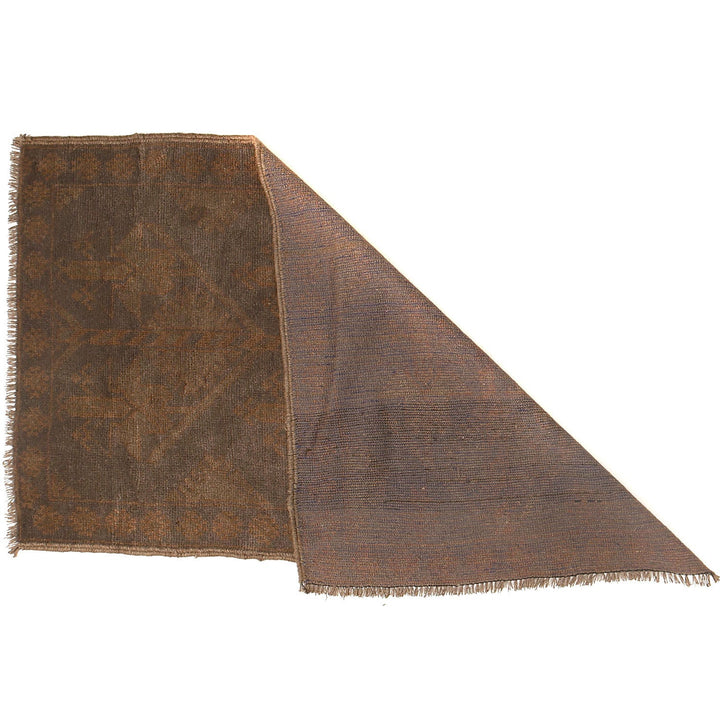 Brown Afghan Baluchi Rug 2'7" x 5' Hand-Knotted detail