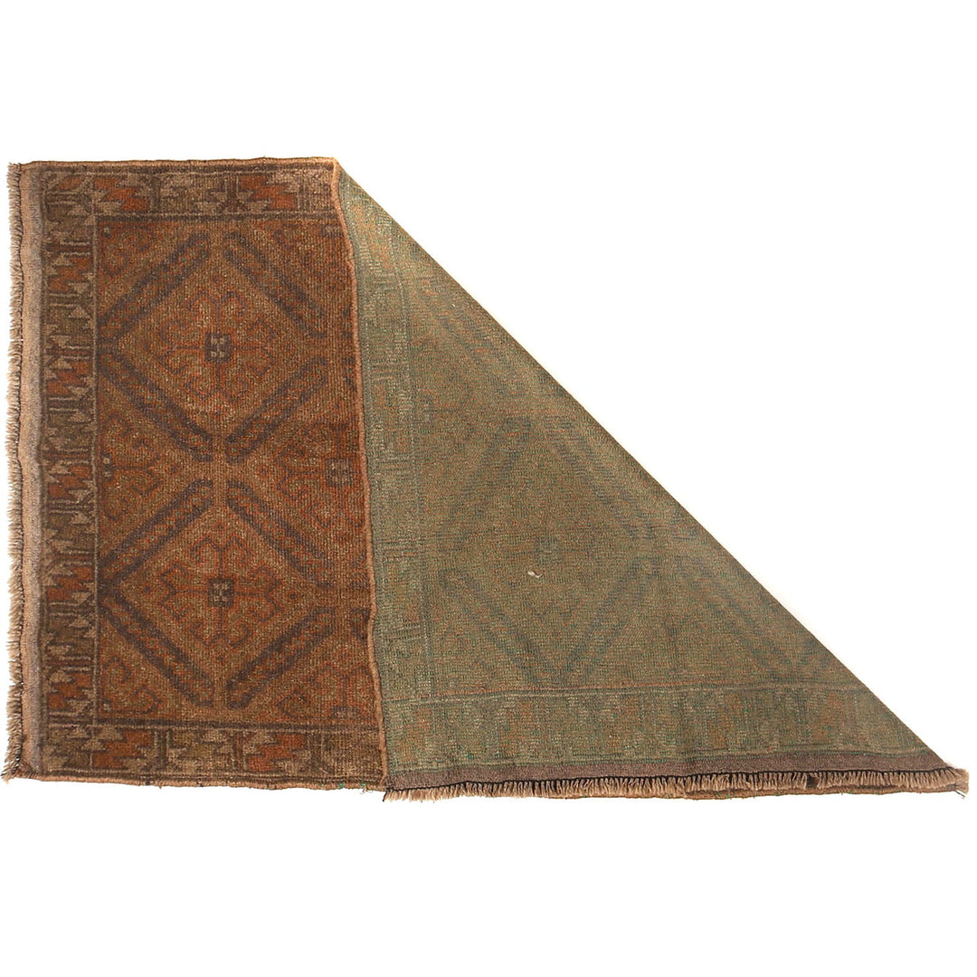 Brown Afghan Baluchi Rug 2'9" x 4'6" Hand-Knotted detail
