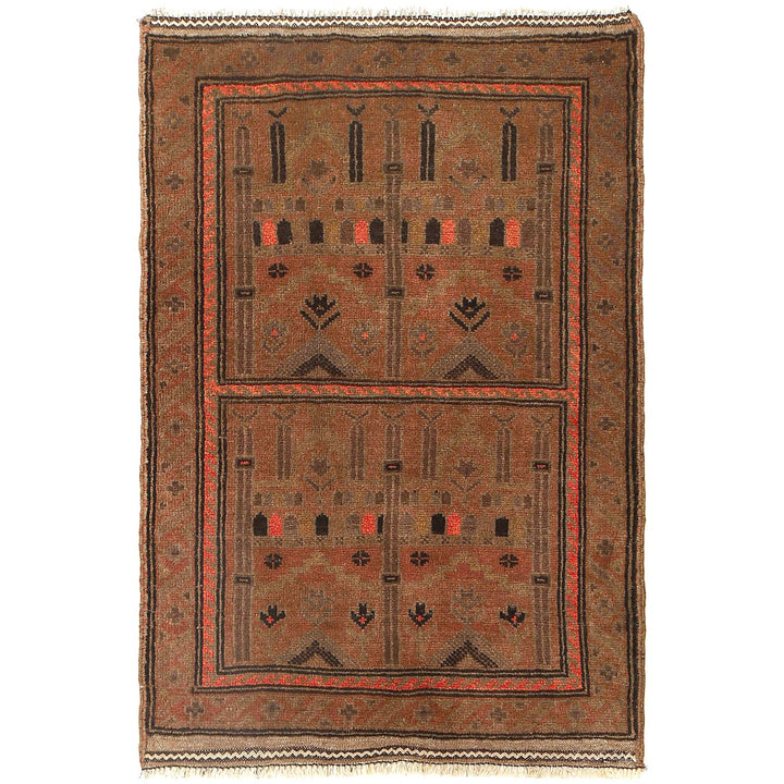 Afghan Prayer Rug 2'9" x 4'2" Hand-Knotted