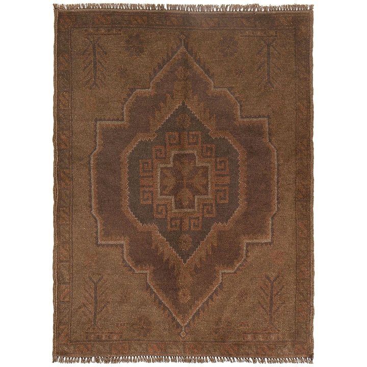 Brown Afghan Baluchi Rug 2'9" x 4'3" Hand-Knotted