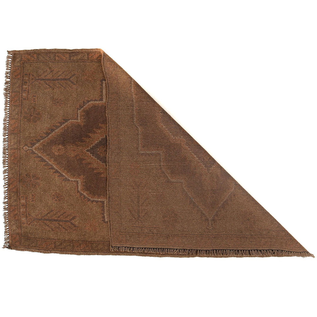 Brown Afghan Baluchi Rug 2'9" x 4'3" Hand-Knotted detail