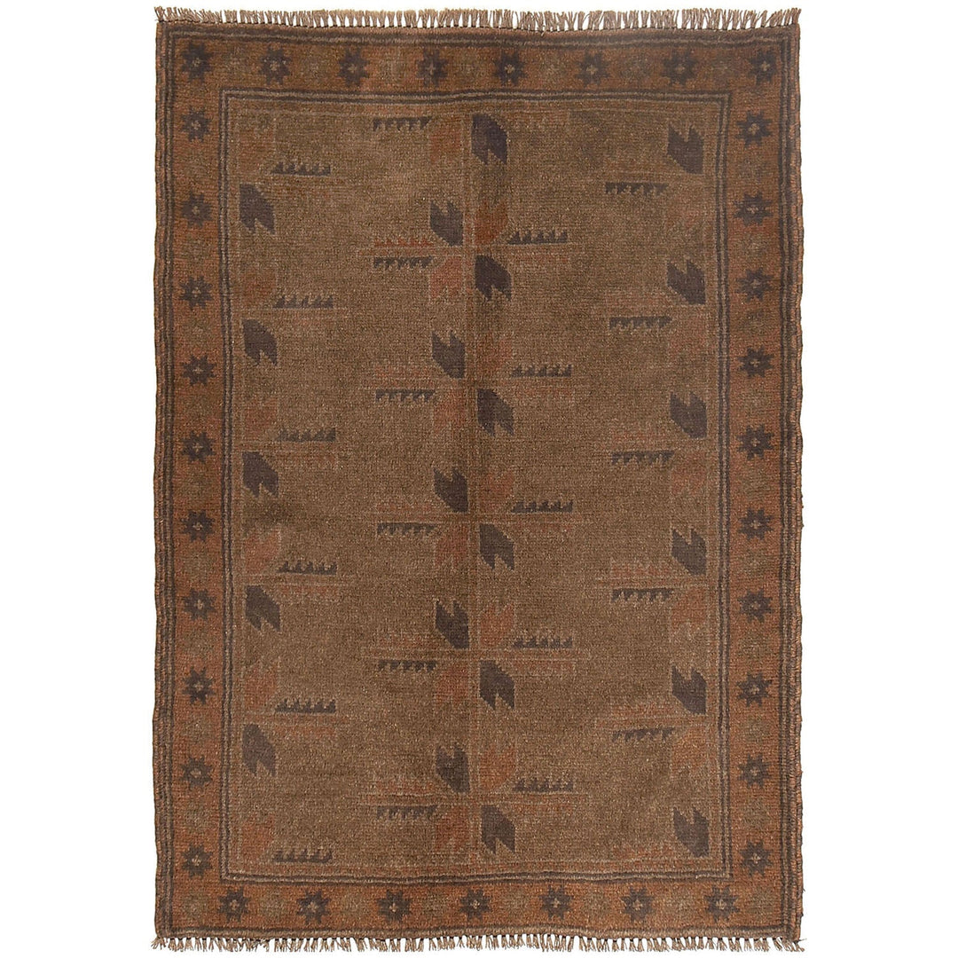Brown Afghan Baluchi Rug 2'9" x 4'1" Hand-Knotted