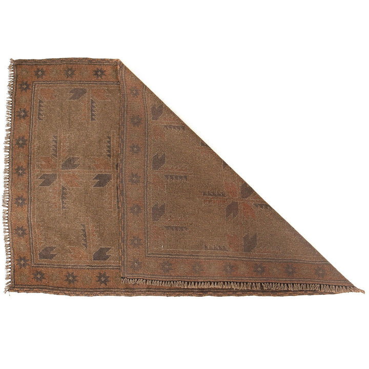 Brown Afghan Baluchi Rug 2'9" x 4'1" Hand-Knotted detail