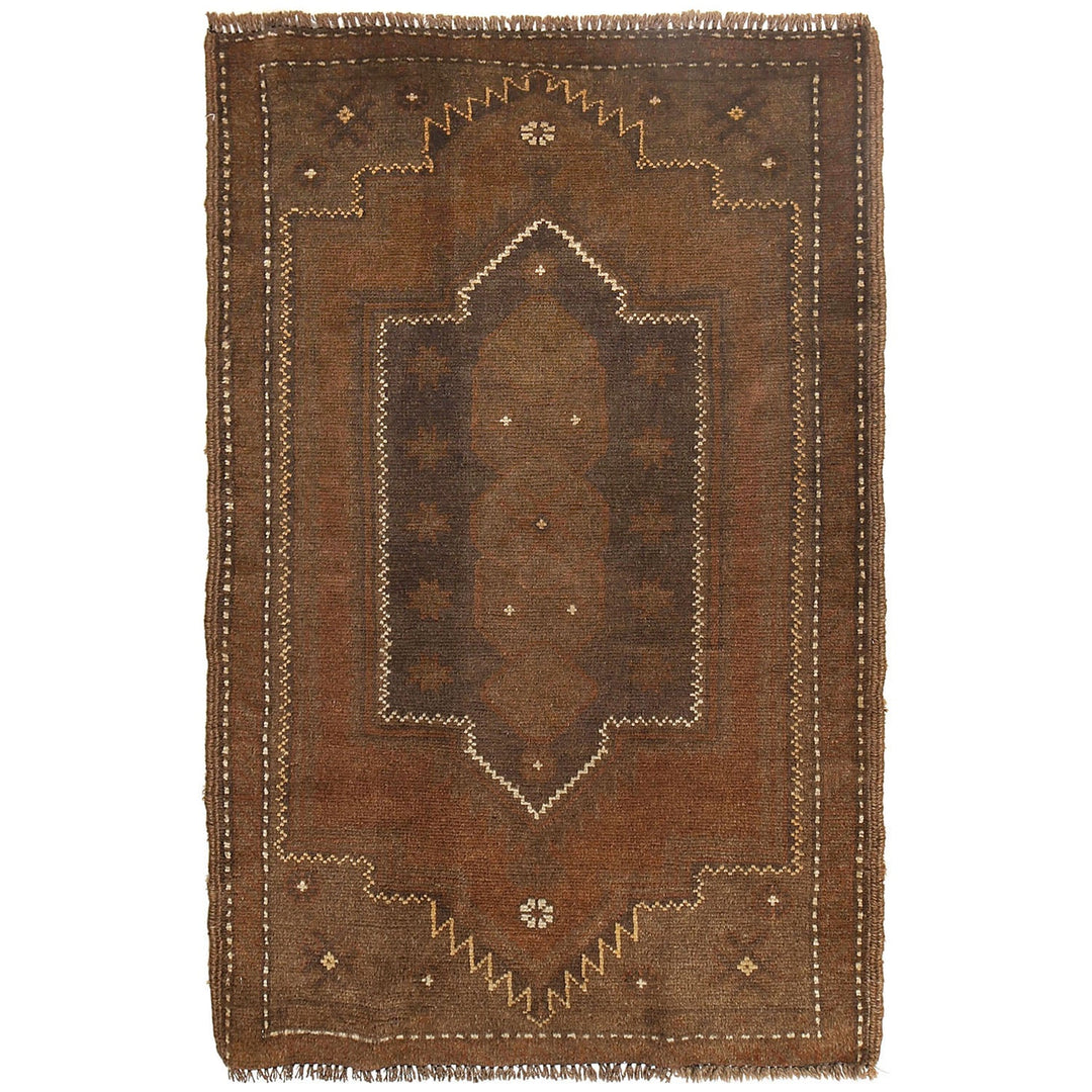 Brown Afghan Baluchi Rug 2'6" x 4'6" Hand-Knotted