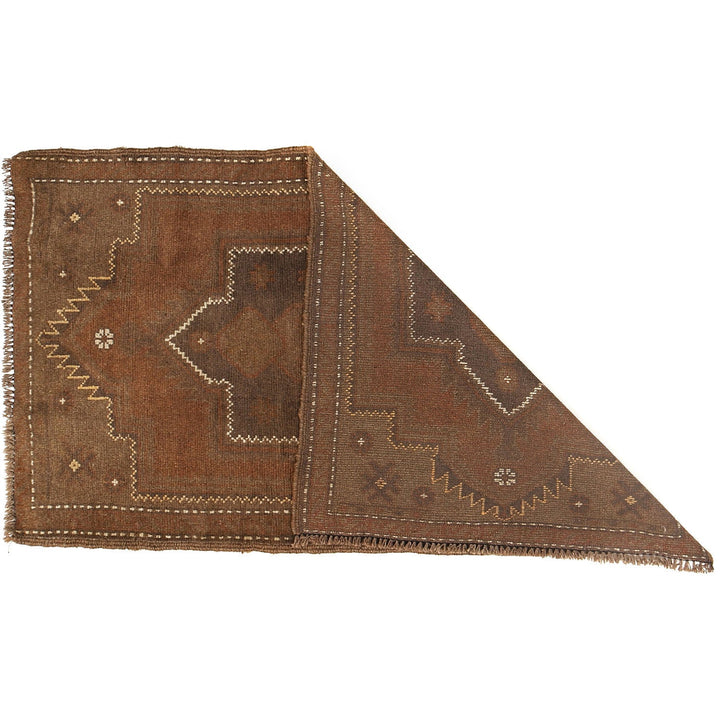 Brown Afghan Baluchi Rug 2'6" x 4'6" Hand-Knotted detail