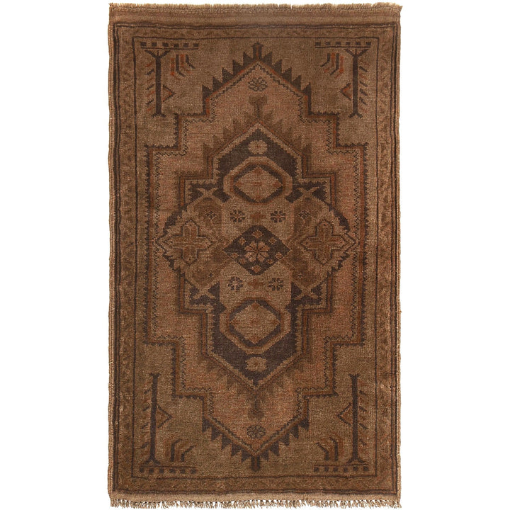 Brown Afghan Baluchi Rug 2'7" x 4'6" Hand-Knotted