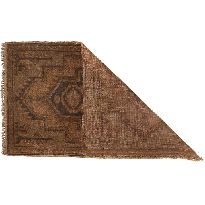Brown Afghan Baluchi Rug 2'7" x 4'6" Hand-Knotted detail