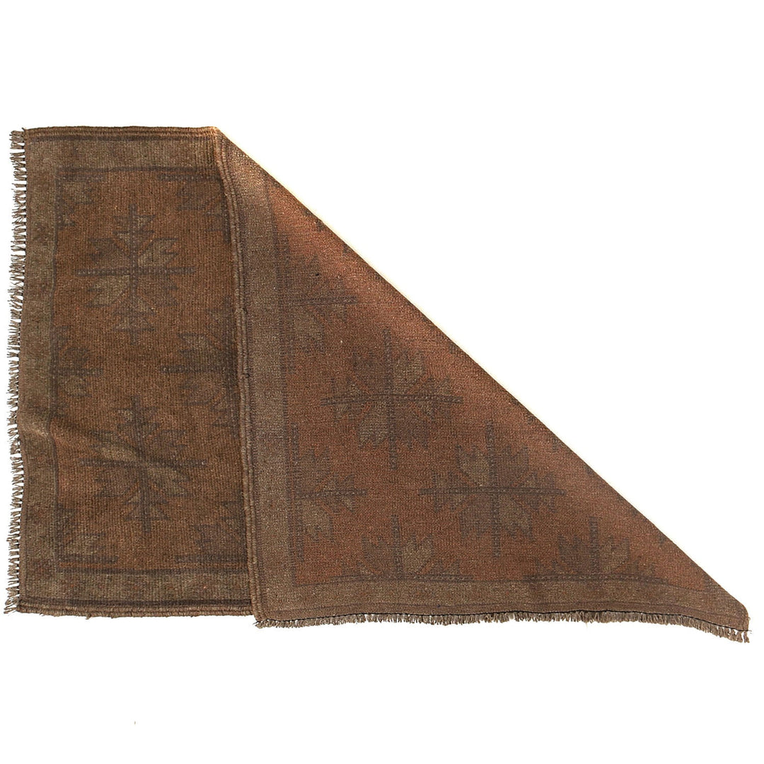 Brown Afghan Baluchi Rug 3' x 4'2" Hand-Knotted detail