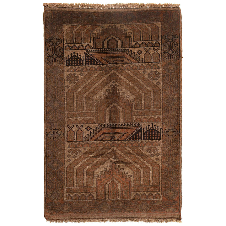 Afghan Prayer Rug 2'8" x 4'9" Hand-Knotted