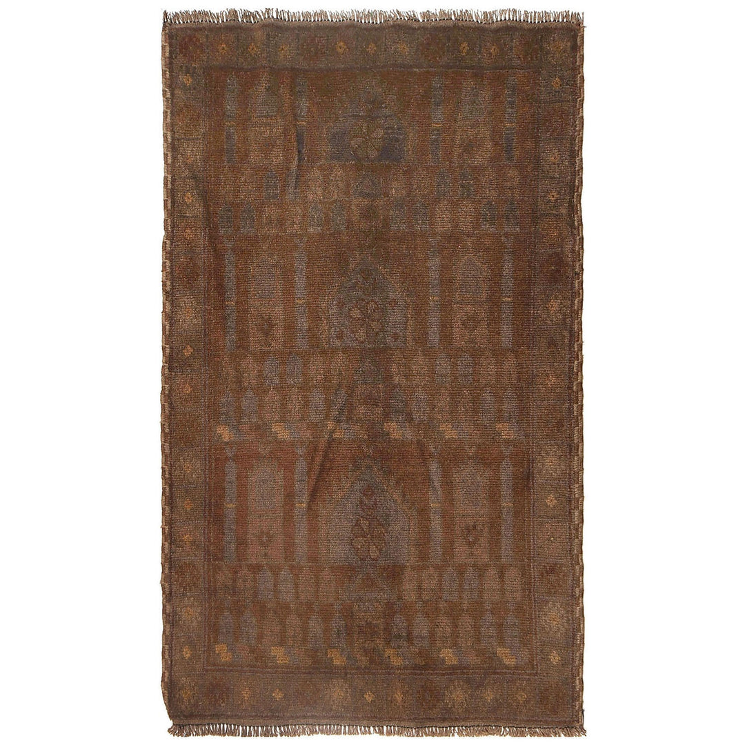 Afghan Prayer Rug 2'7" x 4'7" Hand-Knotted