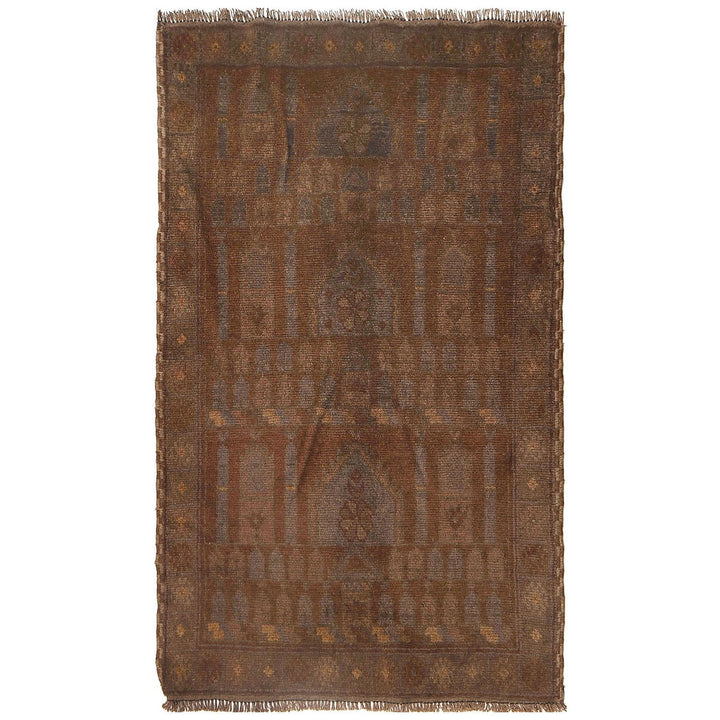 Afghan Prayer Rug 2'7" x 4'7" Hand-Knotted