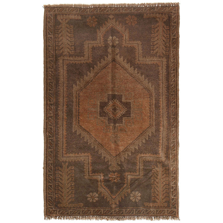Brown Afghan Baluchi Rug 2'8" x 4'6" Hand-Knotted