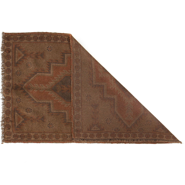 Brown Afghan Baluchi Rug 2'9" x 4'4" Hand-Knotted detail