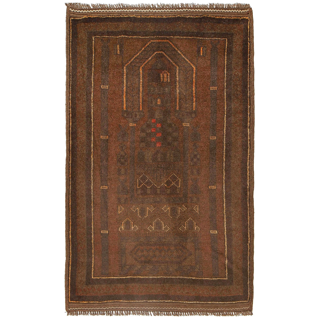 Afghan Prayer Rug 2'9" x 4'6" Hand-Knotted