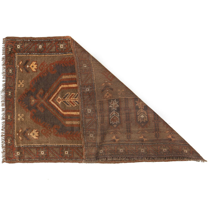 Afghan Prayer Rug 2'8" x 4'4" Hand-Knotted detail