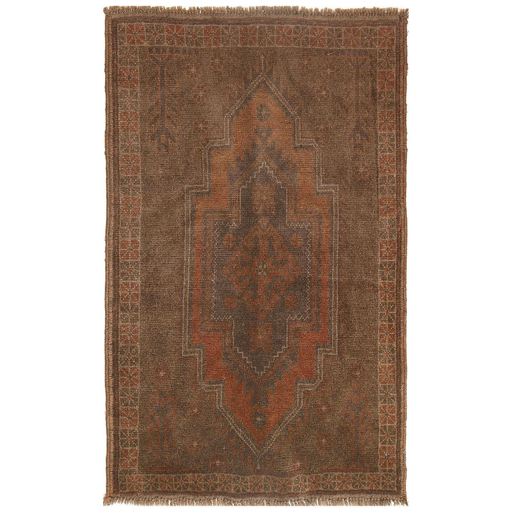 Brown Afghan Baluchi Rug 2'8" x 4'7" Hand-Knotted