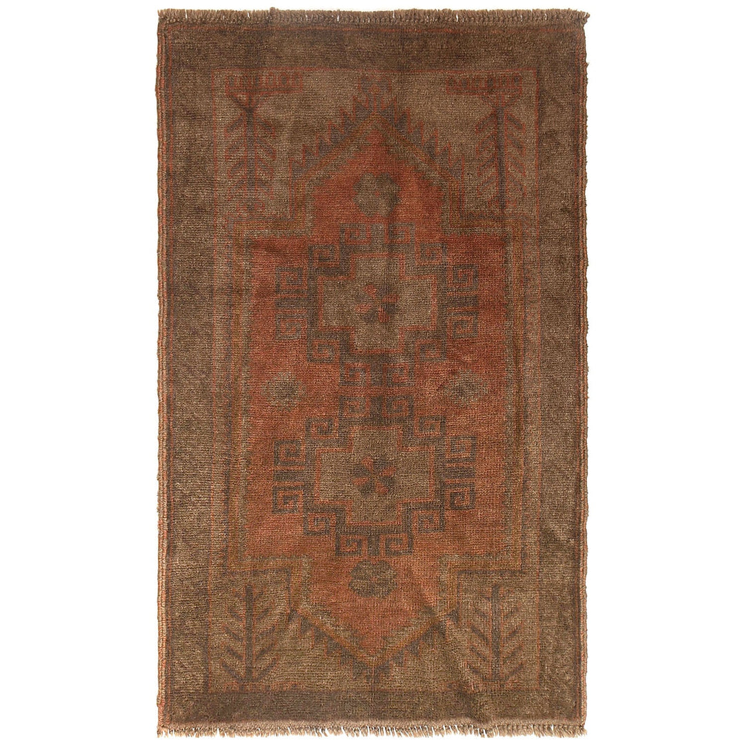 Brown Afghan Baluchi Rug 2'8" x 4'8" Hand-Knotted