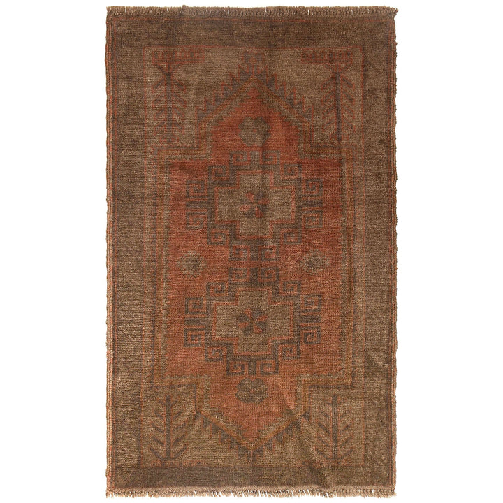 Brown Afghan Baluchi Rug 2'8" x 4'8" Hand-Knotted