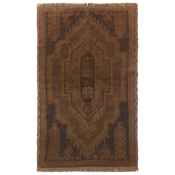 Brown Afghan Baluchi Rug 2'5" x 4'4" Hand-Knotted