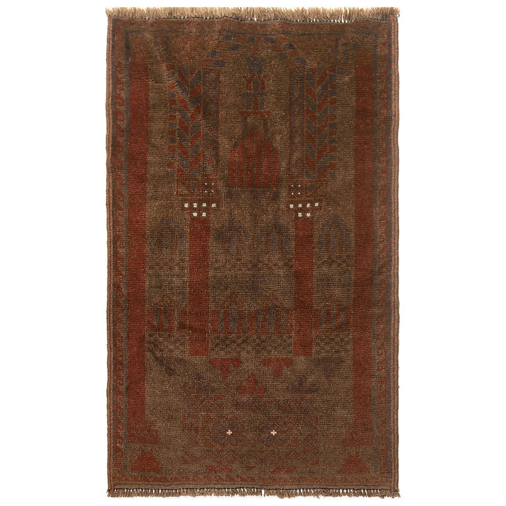 Afghan Prayer Rug 2'6" x 4'2" Hand-Knotted