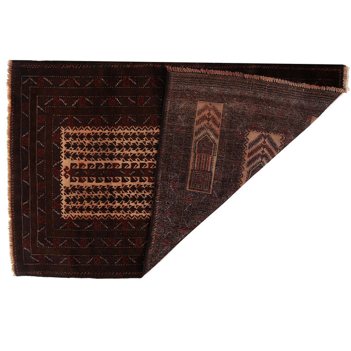 Afghan Prayer Rug 3' x 4'9" Hand-Knotted detail