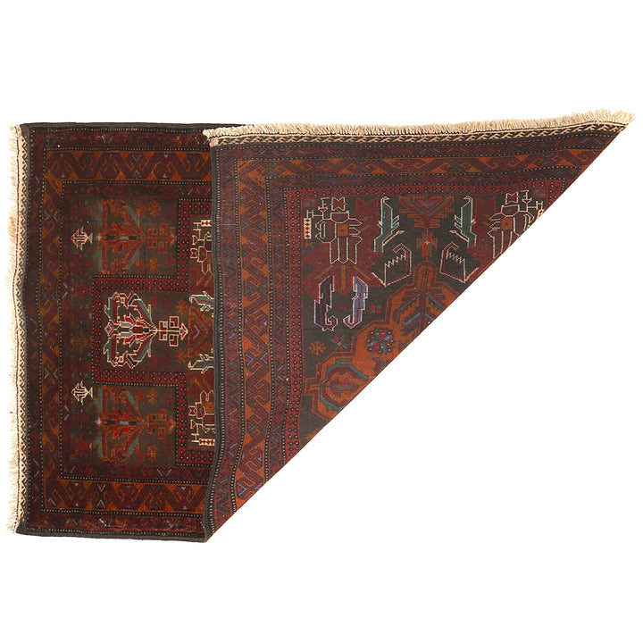 Afghan Prayer Rug 3'1" x 4'5" Hand-Knotted detail
