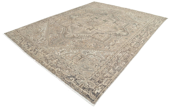 Hand Knotted Vintage Persian Heriz Wool Rug 9' 4" x 12' 8" - No. AT42319