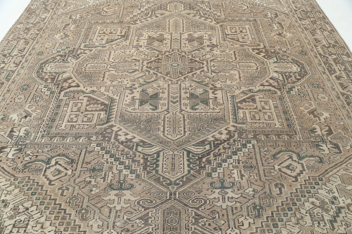 Hand Knotted Vintage Persian Heriz Wool Rug 9' 4" x 12' 8" - No. AT42319