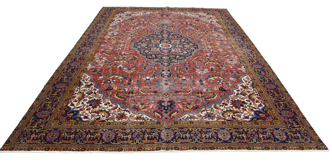 Hand Knotted Vintage Persian Heriz Wool Rug 8' 2" x 11' 8" - No. AT41868