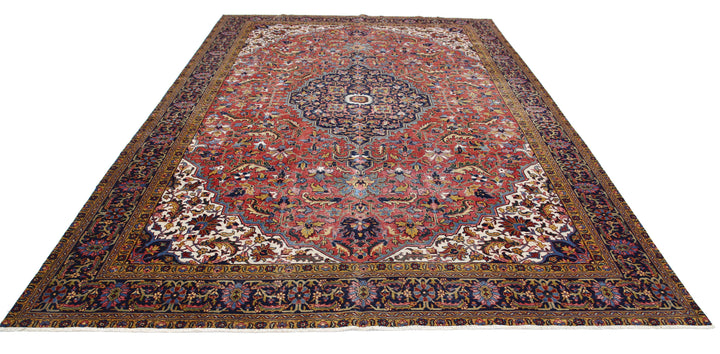 Hand Knotted Vintage Persian Heriz Wool Rug 8' 2" x 11' 8" - No. AT41868