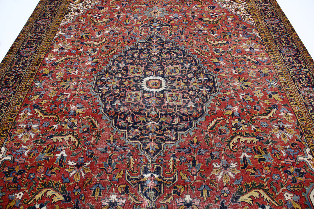 Hand Knotted Vintage Persian Heriz Wool Rug 8' 2" x 11' 8" - No. AT41868