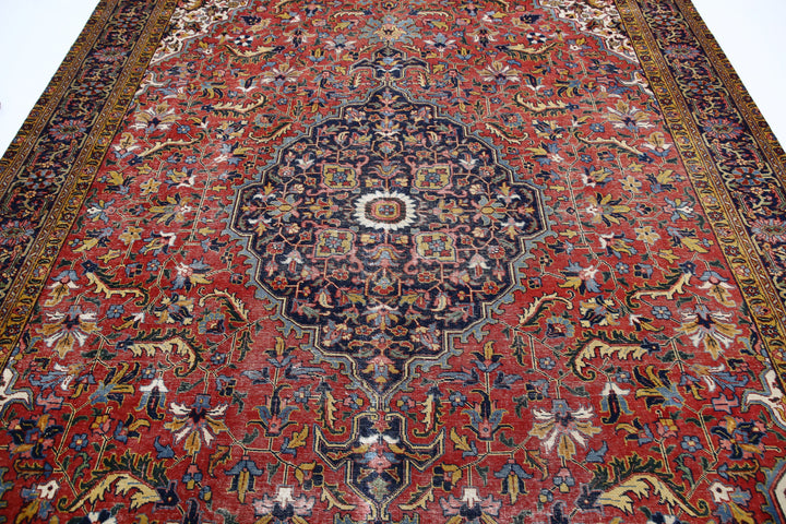 Hand Knotted Vintage Persian Heriz Wool Rug 8' 2" x 11' 8" - No. AT41868