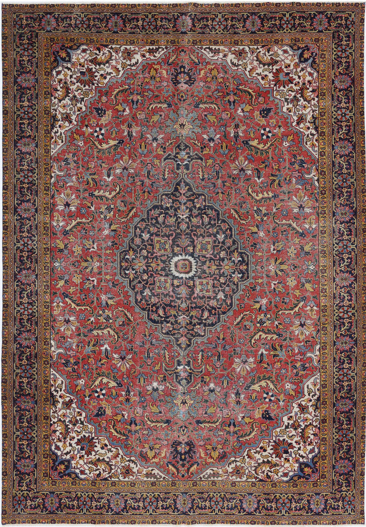 Hand Knotted Vintage Persian Heriz Wool Rug 8' 2" x 11' 8" - No. AT41868