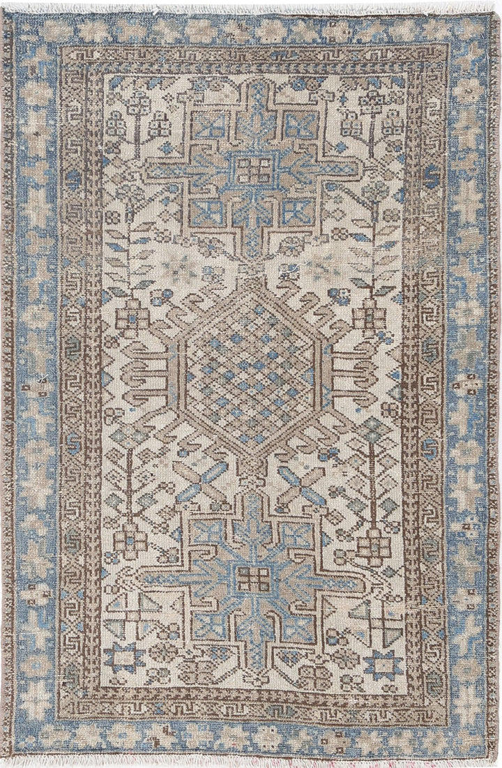 Hand Knotted Vintage Persian Heriz Wool Rug 3' 0" x 4' 5" - No. AT56643