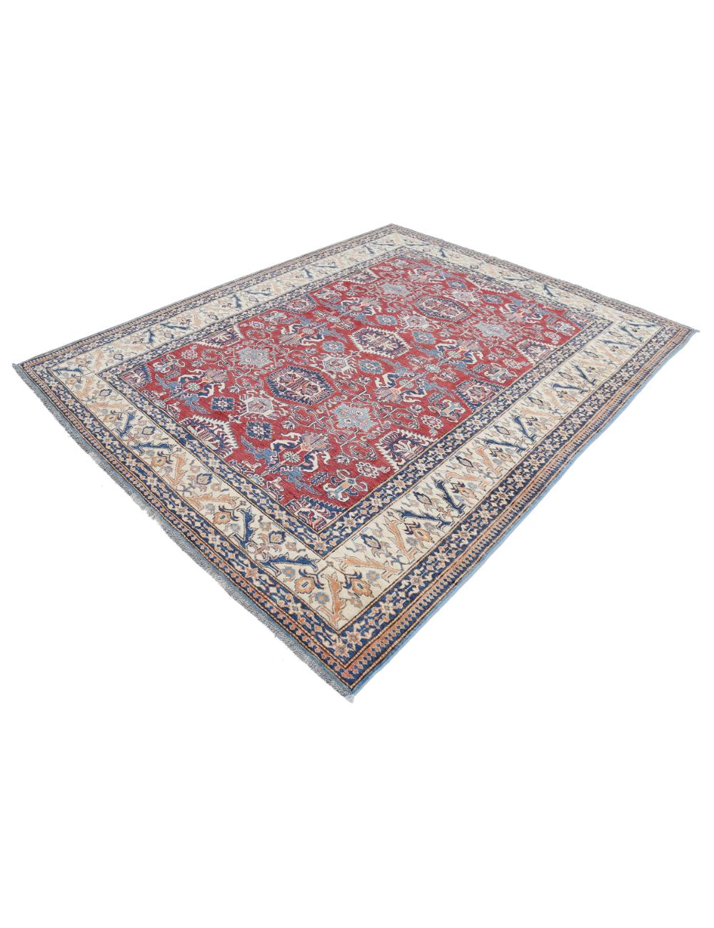 Hand Knotted Royal Kazak Wool Rug 7' 2" x 8' 10" - No. AT43942