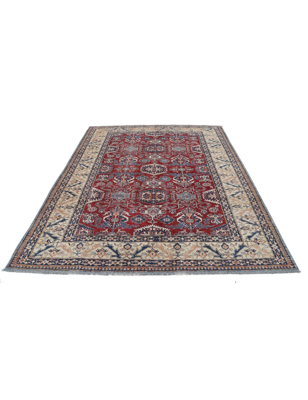 Hand Knotted Royal Kazak Wool Rug 7' 2" x 8' 10" - No. AT43942