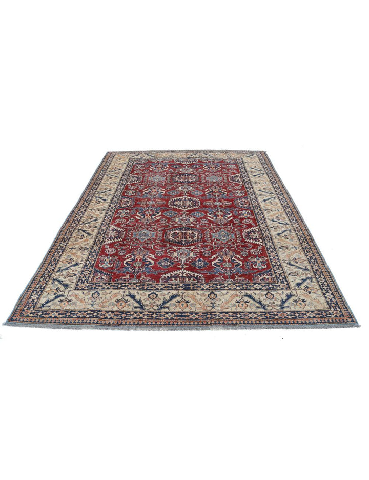 Hand Knotted Royal Kazak Wool Rug 7' 2" x 8' 10" - No. AT43942