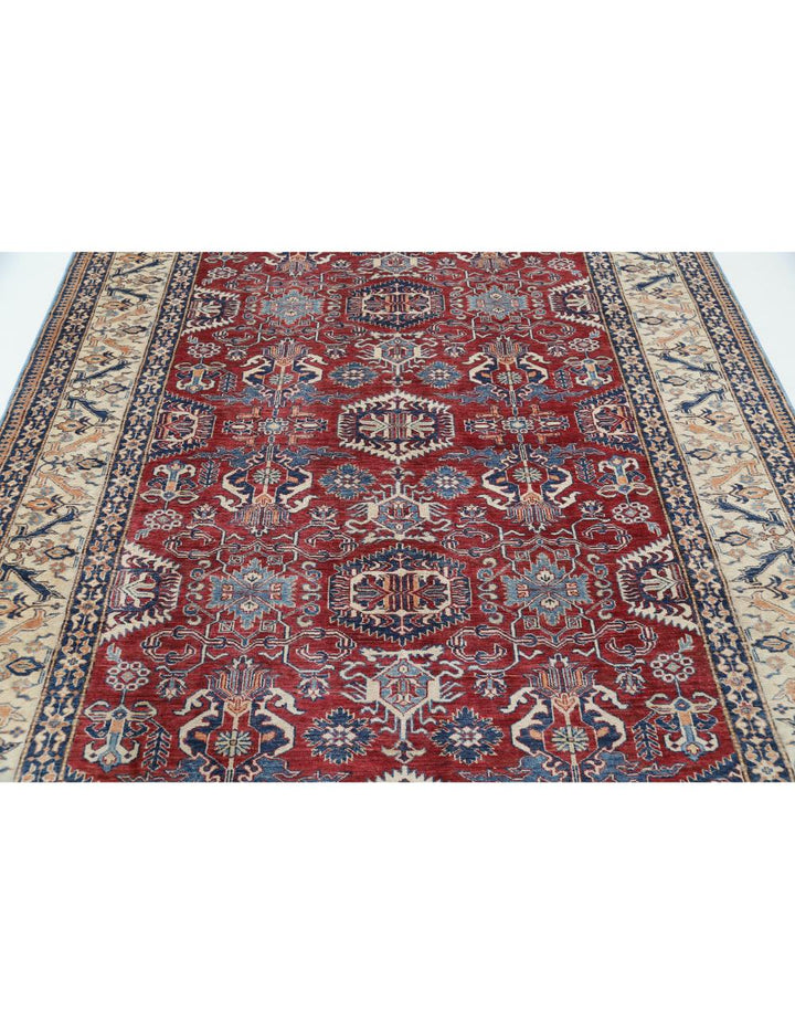 Hand Knotted Royal Kazak Wool Rug 7' 2" x 8' 10" - No. AT43942