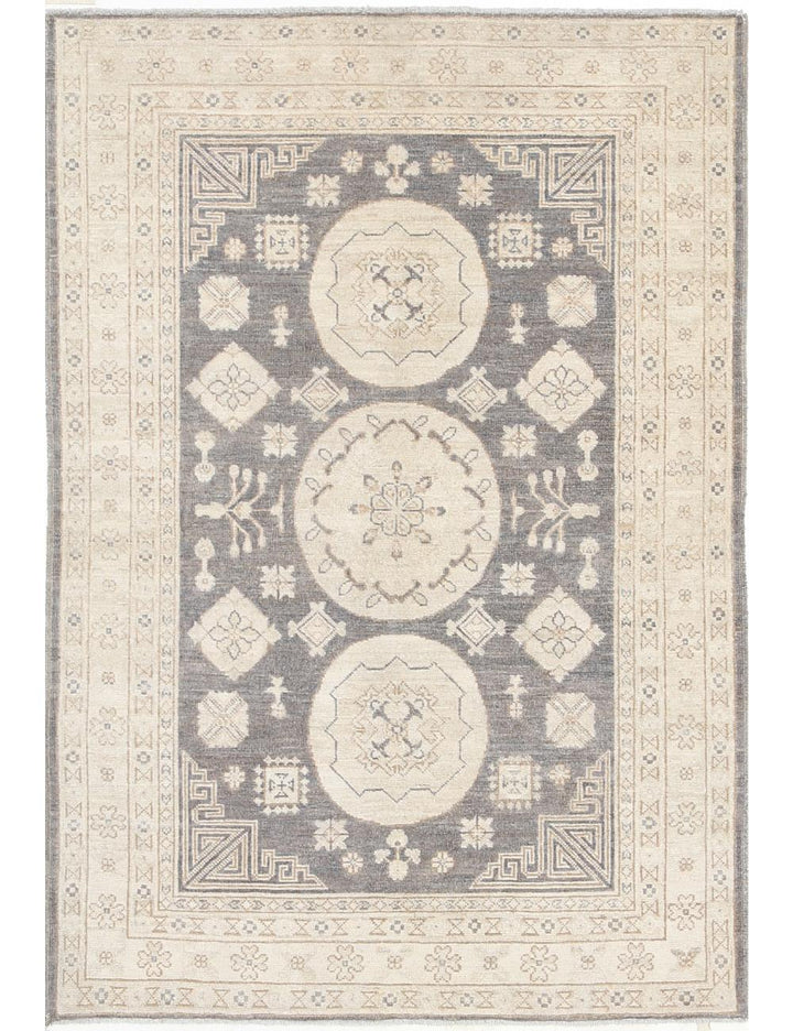 Hand Knotted Khotan Wool Rug 4' 1" x 5' 11" - No. AT71417