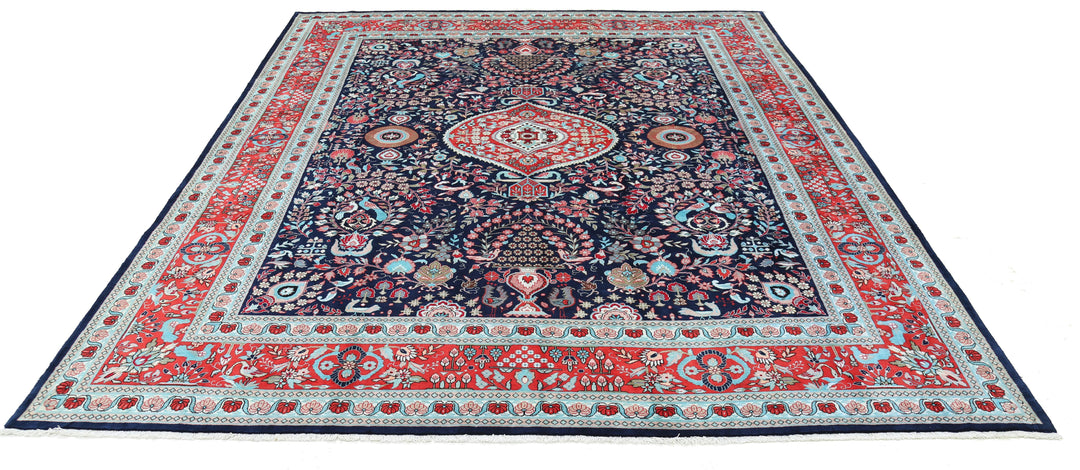 Hand Knotted Traditional Floral Bamboo Silk Rug 8' 0" x 9' 11" - No. AT73245