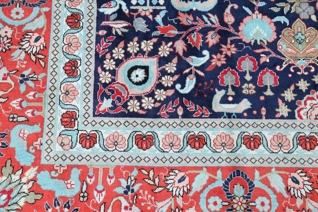 Hand Knotted Traditional Floral Bamboo Silk Rug 8' 0" x 9' 11" - No. AT73245