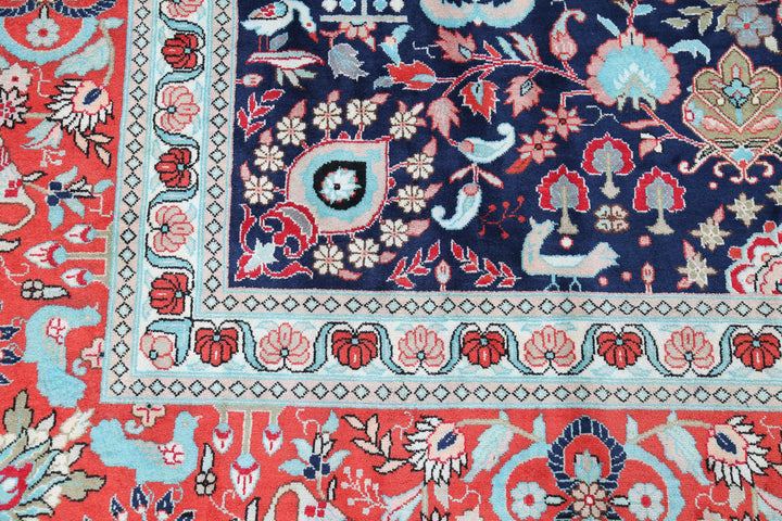 Hand Knotted Traditional Floral Bamboo Silk Rug 8' 0" x 9' 11" - No. AT73245