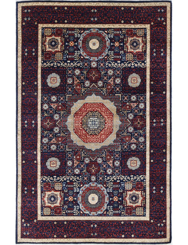 Hand Knotted Fine Mamluk Wool Rug 4' 1" x 6' 5" - No. AT73240