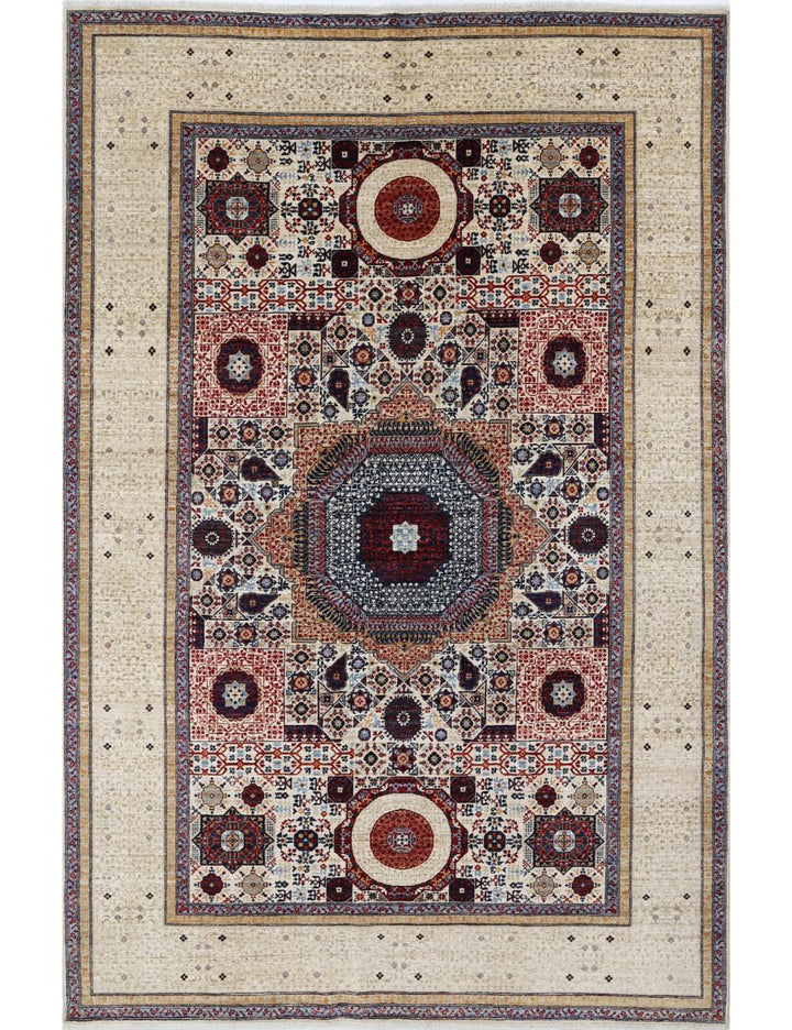 Hand Knotted Fine Mamluk Wool Rug 6' 0" x 9' 2" - No. AT72584