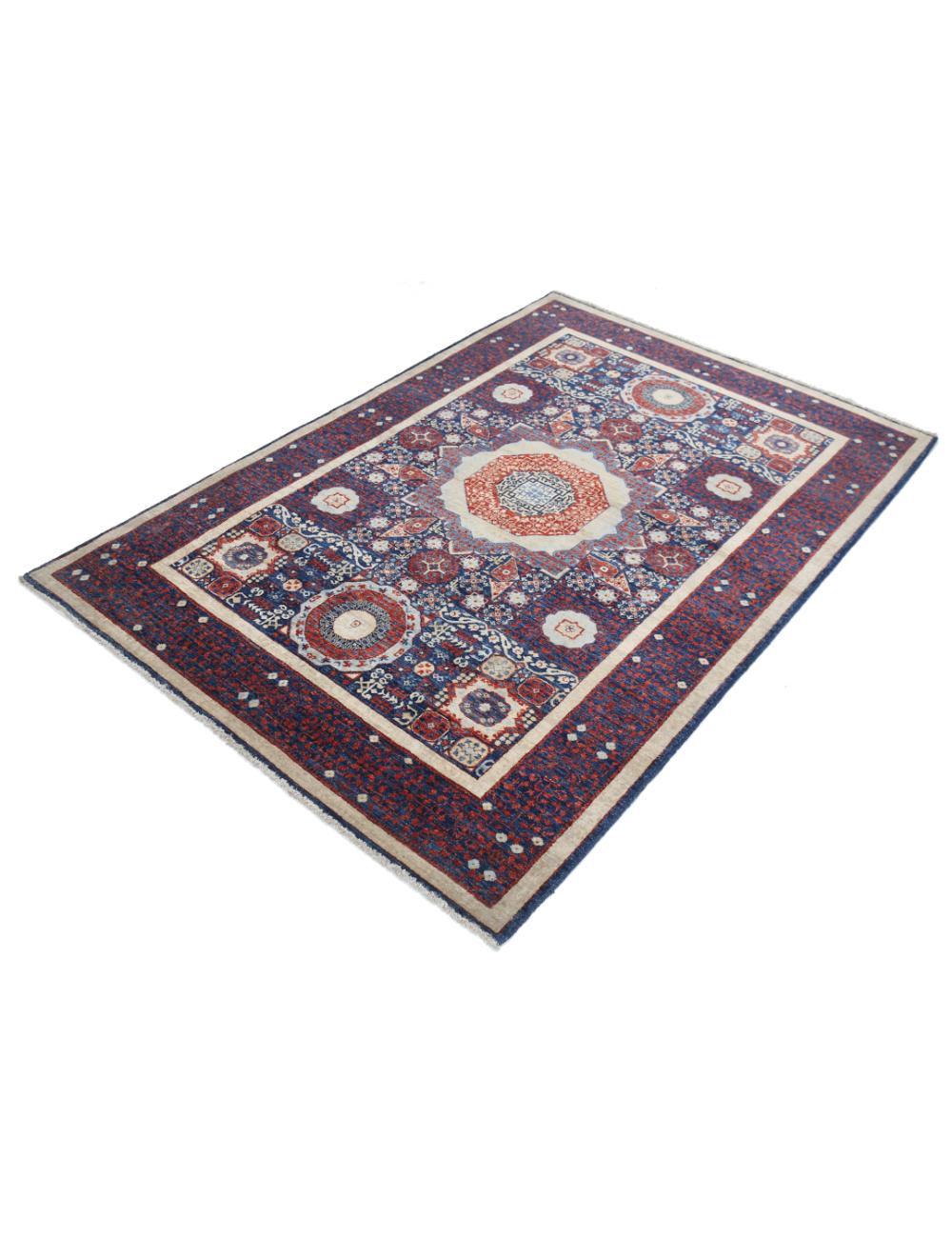 Hand Knotted Fine Mamluk Wool Rug 4' 1" x 5' 11" - No. AT44270